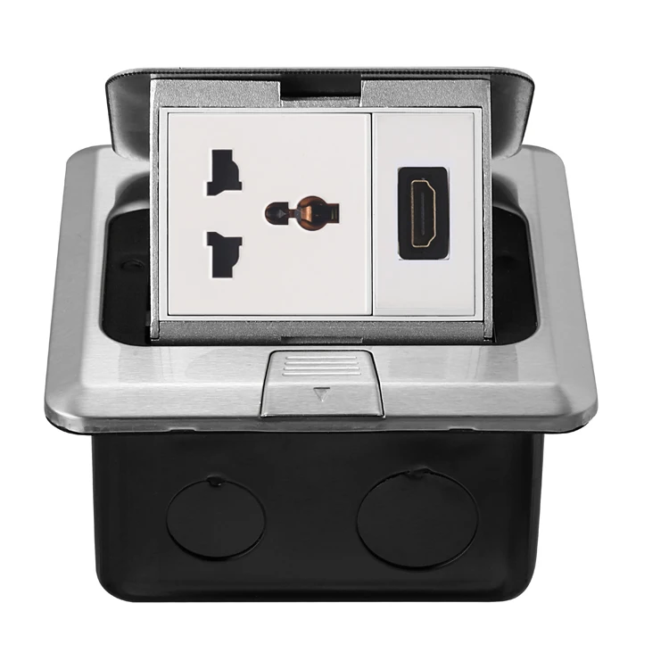 Electrical Power Floor Socket network socket information box  UK standard stainless steel Pop-up Floor Ground Outlet Socket