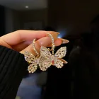 Earrings New Trendy Golden Butterfly Zircon Crystal Dangle Earrings For Women Blue Rhinestone Weddings Party Jewelry Accessories