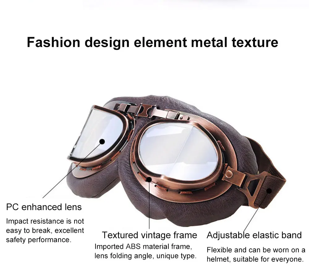 Custom Old Style Retro Vintage Motorcycle Glasses Goggles For Harley