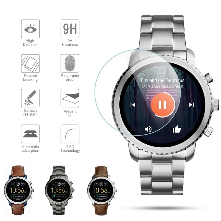 9h Round Edge Watch Tempered Glass Screen Protector for Fossil Q
