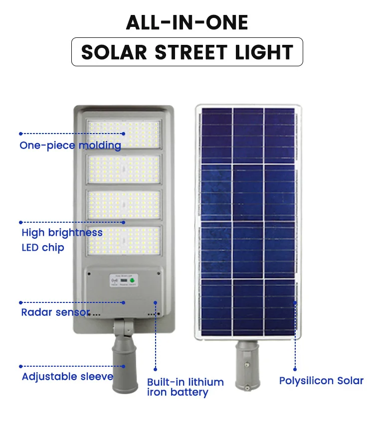 High Lumen Energy Saving 1800W 2400W 3600W Outdoor Waterproof All In One Led Solar Street Light