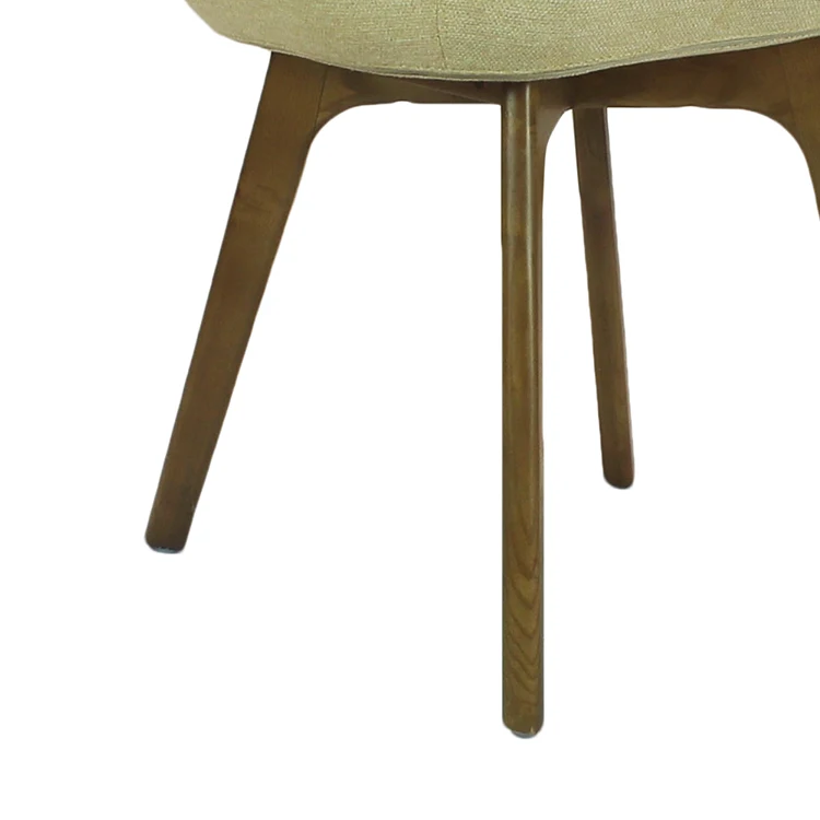 Modern Commercial Nordic Hotel Cafe Shop Furniture Comfortable Upholstered Cafe Solid Wood Legs Fabric Dining Restaurant Chairs