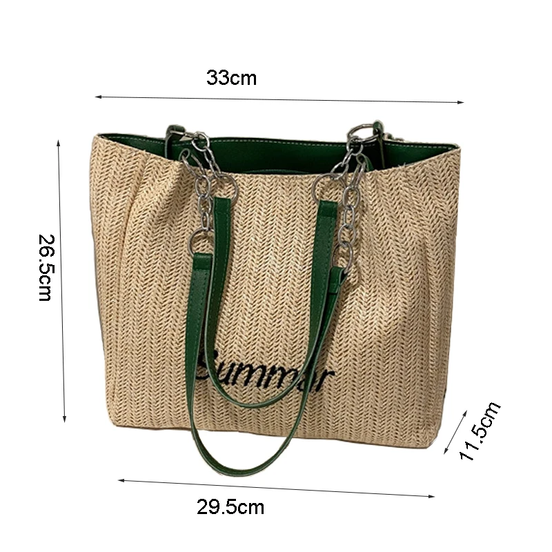 Casual Totes Straw Bag Fashionable Large Capacity Shoulder Handbag With ...