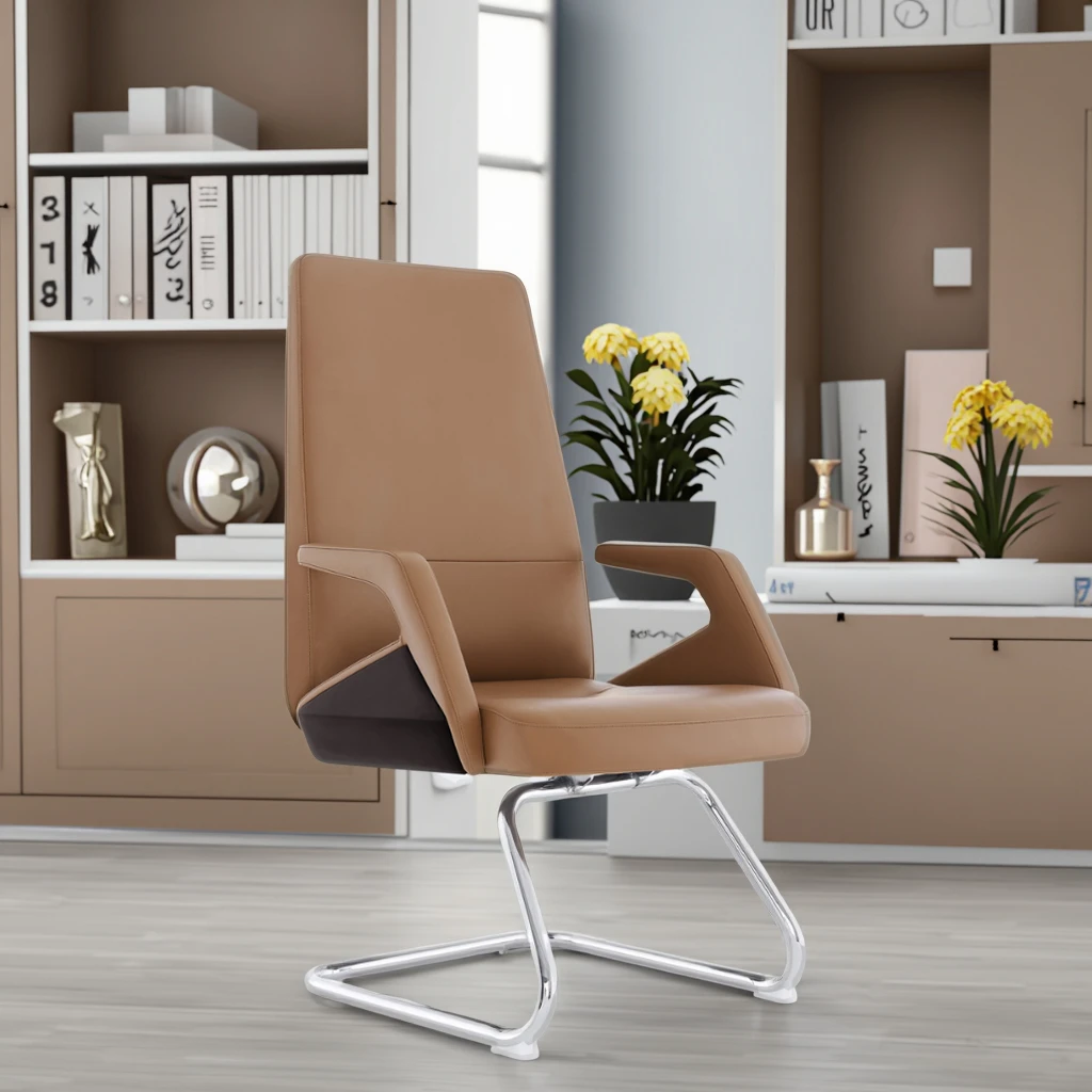Industrial Leather Executive Conference Chair with Chrome Frame Steel Core Joints Adjustable Height-Modern Office Furniture 5