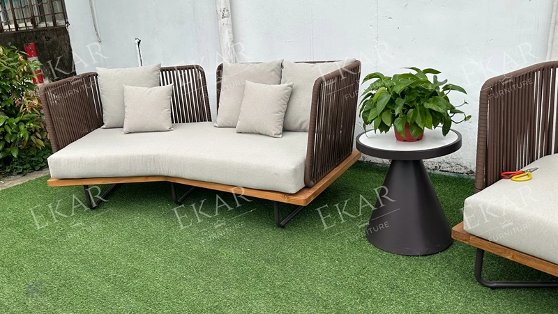 New durable waterproof rattan woven outdoor sofa details