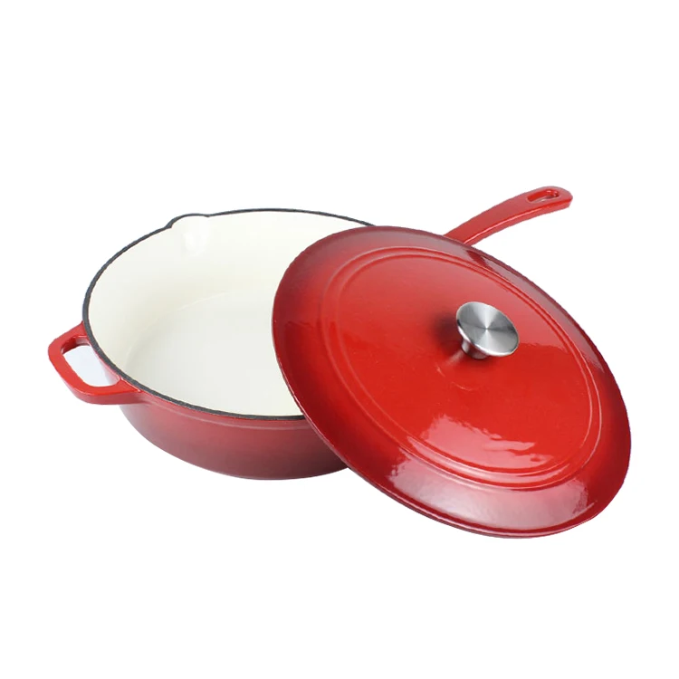 Enameled Cast Iron 12 Inch Chicken Fryer With Cover Skillet Fry Pan