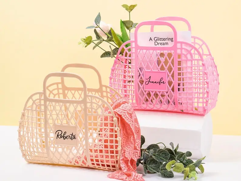 Personalized Retro Vintage Foldable Plastic Jelly Basket Tote Bag Beach Bag  Handbag Purse for Girls Women Party Favor Bags - China Bag and Women Handbag  price