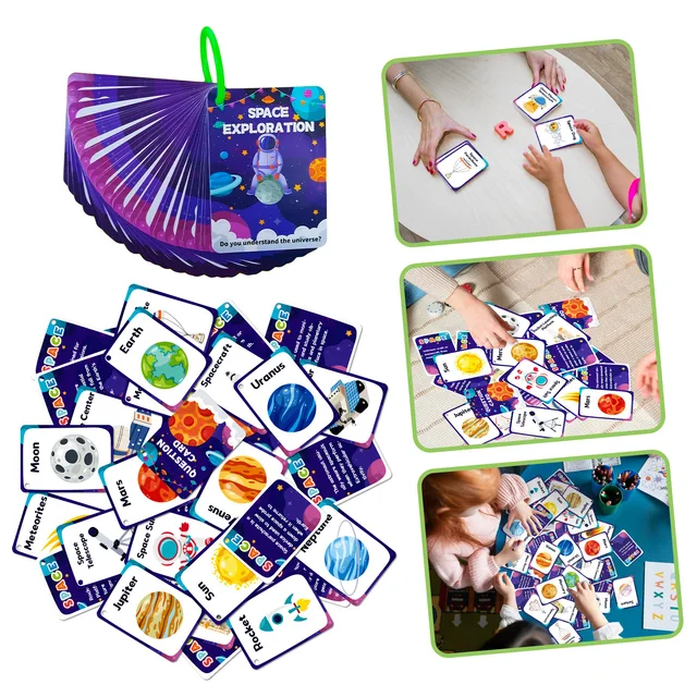 Hot sale 34pcs Space Cognition Early Education Cards Children's Toys Baby Enlightenment Cognition Cards Customized Game Cards