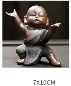Nikou Set 4 Statuette Simpatici Monaci In Resina, Portafortuna Cinesi Per Decorazione Casa, Ufficio O Auto