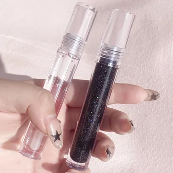 Best selling luxury 6ml make up cosmetics shimmer glitter glossy clear black lip oil gloss vendor