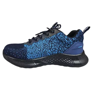 Fly Knit Fabric Breathable Work Footwear Anti Smash Puncture-proof Casual Safety Shoes Low Top Lace-up Lightweight Sneakers