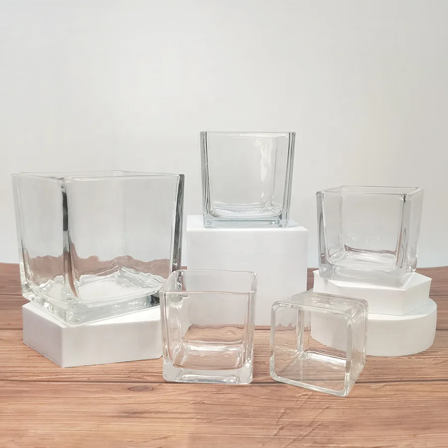 Empty Square Glass Candle Jars Luxury Candle Containers Glass for Decor