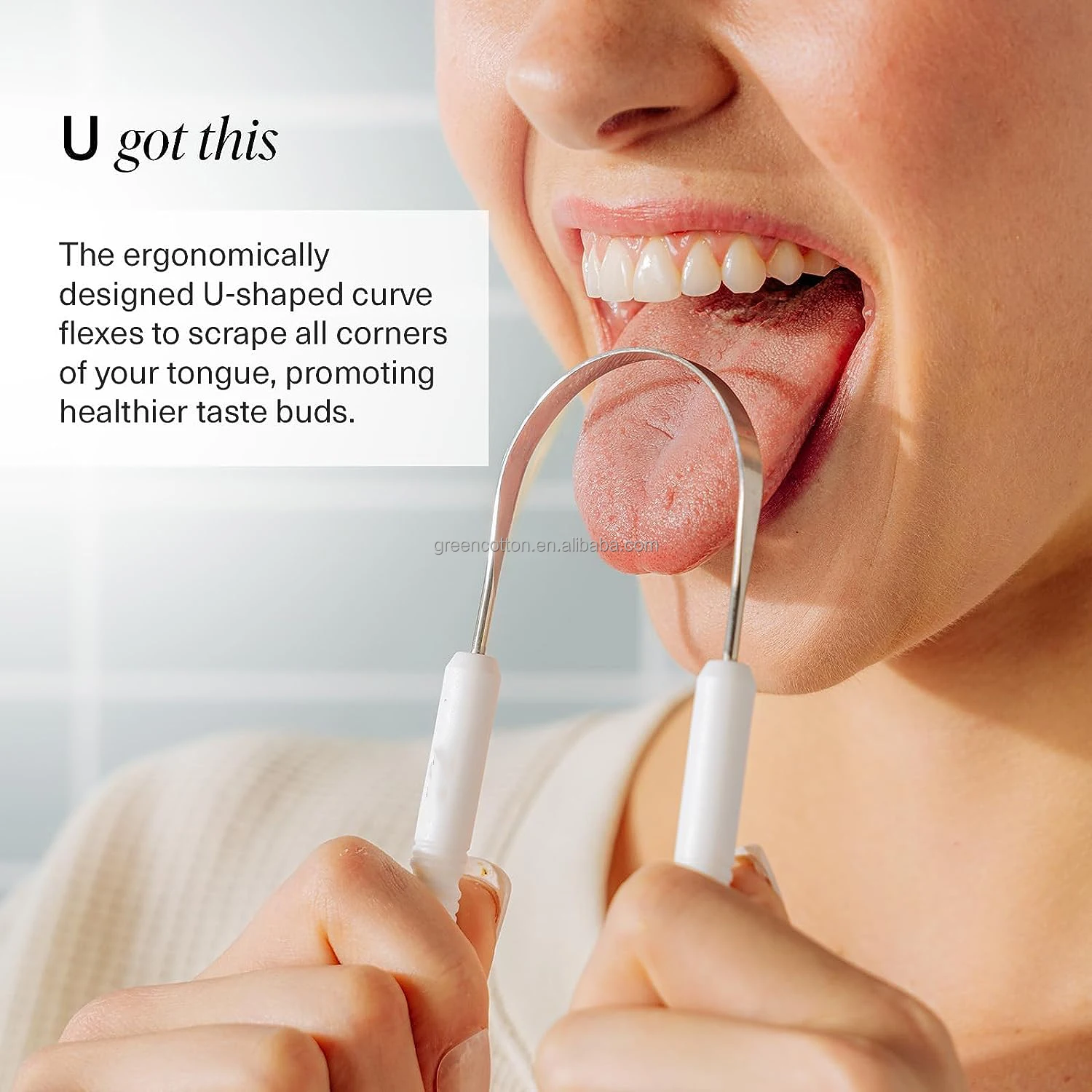 Custom Logo Tongue Scraper for Adults Kids With Case Stainless Steel Tongue Cleaner Linen Travel Pouch Scrubber to Remove Tongue