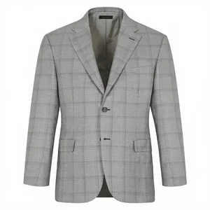 Customized High-end Men's Suit Jacket Grey Checked Wool Silk Cashmere and Linen Ravello Jacket for Men