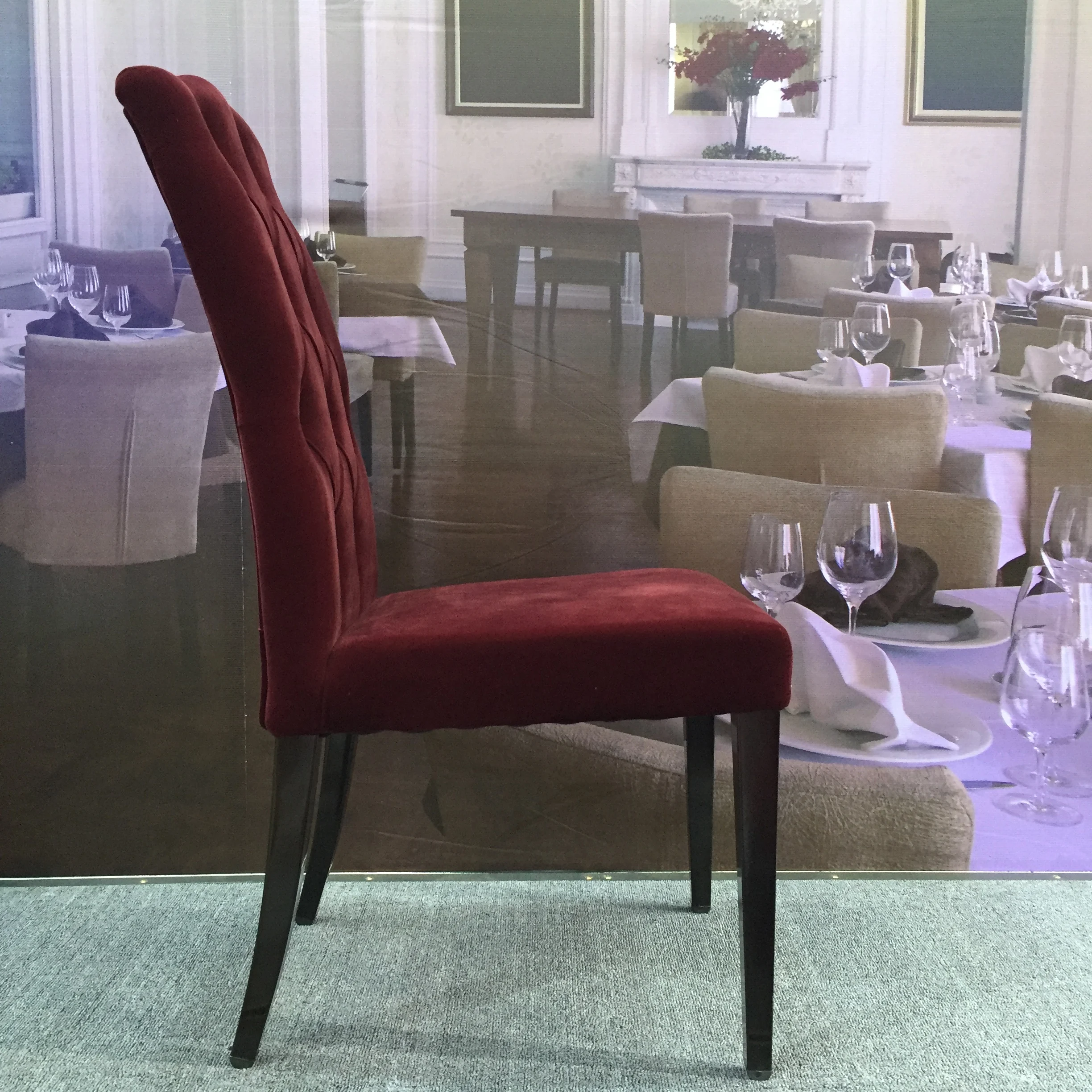 Hotel Restaurant Banquet Hall Red Wine Colour Dining Chairs Modern Luxury  Fabric Chairs for Dining Table