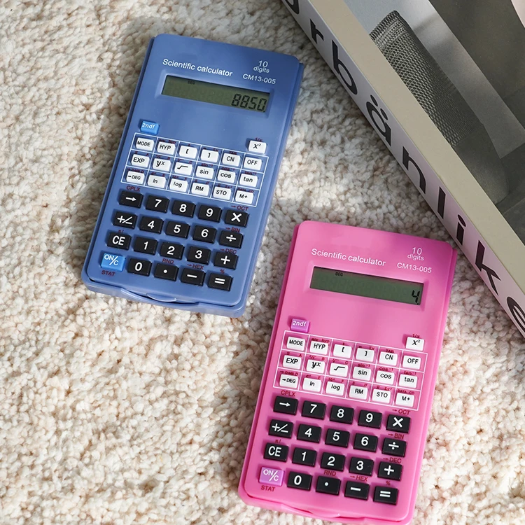 Pocket Size Flip Over Plastic Cover Scientific 56 Functions Calculator Crystal Button Middle School Student Exam 1206