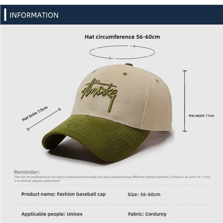 Hiblan Custom Two Tone Corduroy Baseball Caps - Wholesale display picture 1