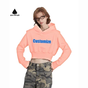 Ladies Quality Fashion Brand Hoodie Short Sweater Women's Hooded Navel-exposed Solid Color Pullover Top
