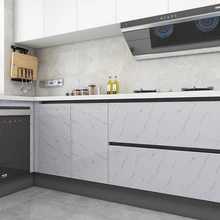 DUUEIHHUER High Gloss PVC Stone Contact Wallpaper Green Marble Roll for Kitchen & Bathroom Decoration for Furniture Application
