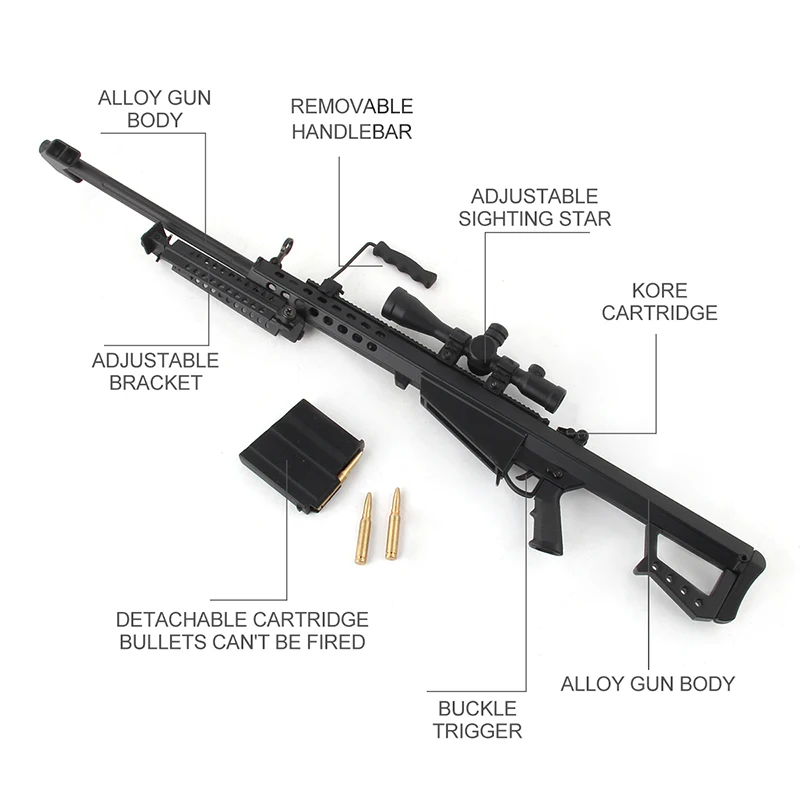 Barrett Soft Plastic Bullet Brinquedo Arma Sniper Rifle Armas Blaster  Militar Toys Modelo Para Presentes Crianças Jogo Ao Ar Livre Adereços De  $93,49