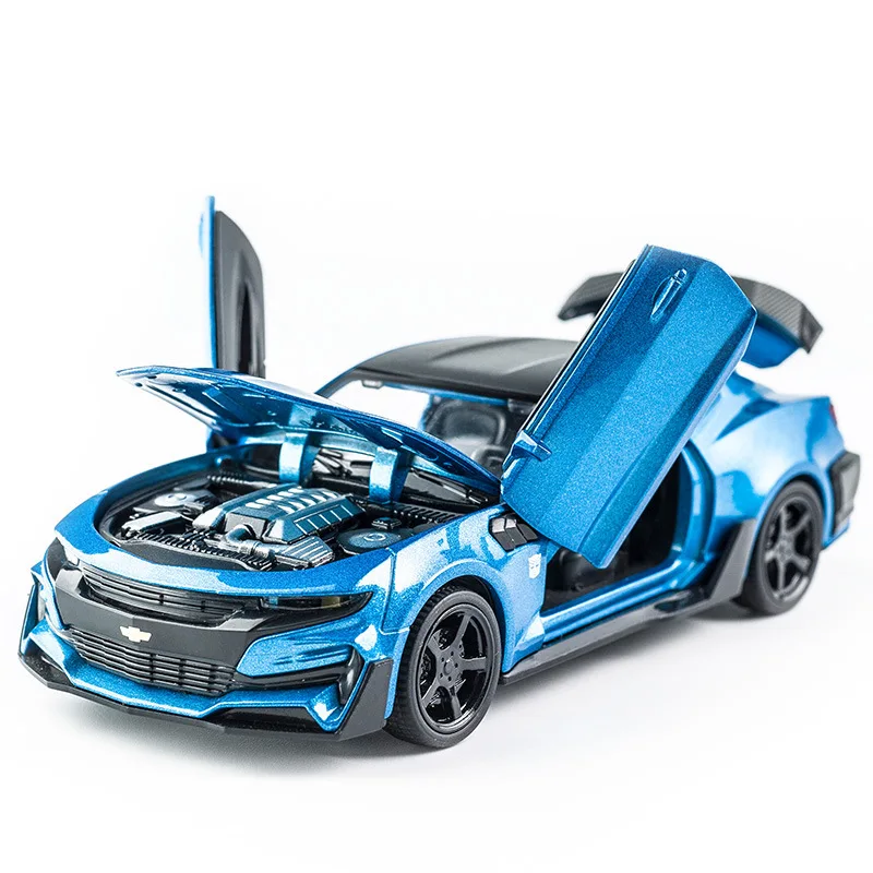 Diecast 1:32 Alloy Model Camaro Hornet with Sound and Light Pullback Doors Open Metal Car Model Display Collection Toy