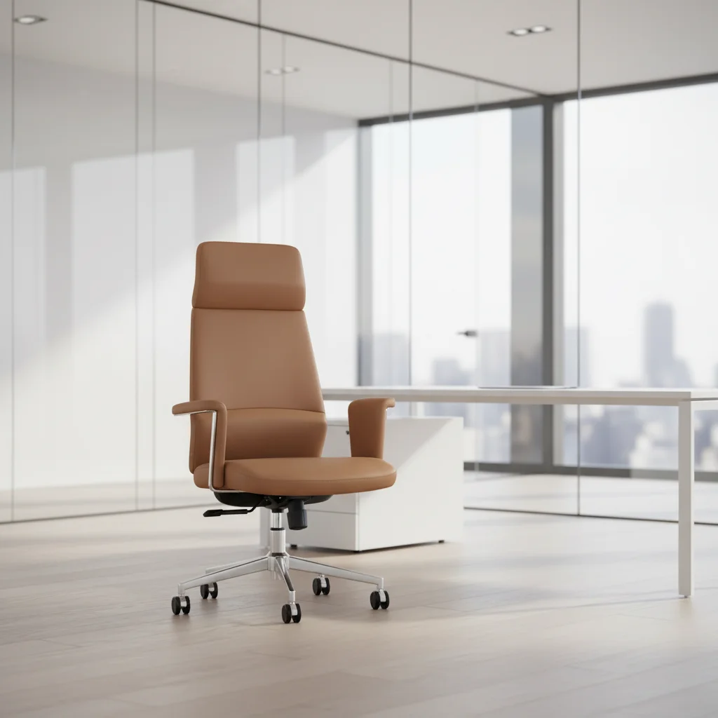 Luxury Headrest Executive Chair PU Leather Armrests Telescopic Height Adjustment Office Upgrade 2