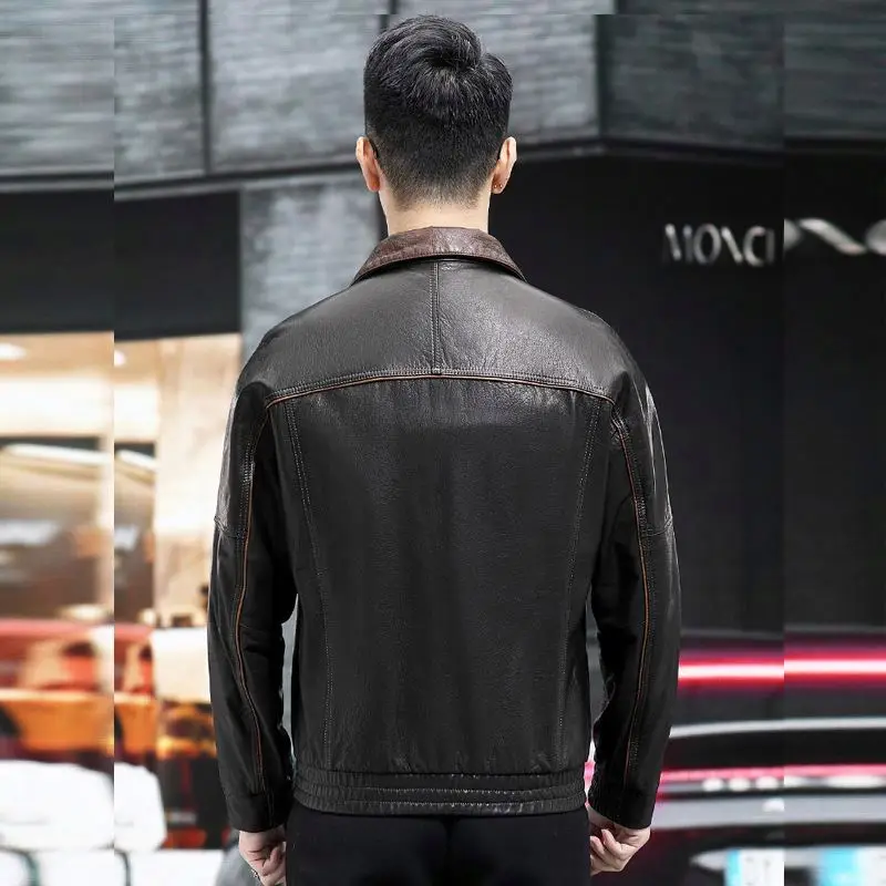 Men's Vintage Bomber Coat Thicken Cargo Motorcycle Jacket Biker Jackets European Winter Warm Real Leather Knitted_voghion.com