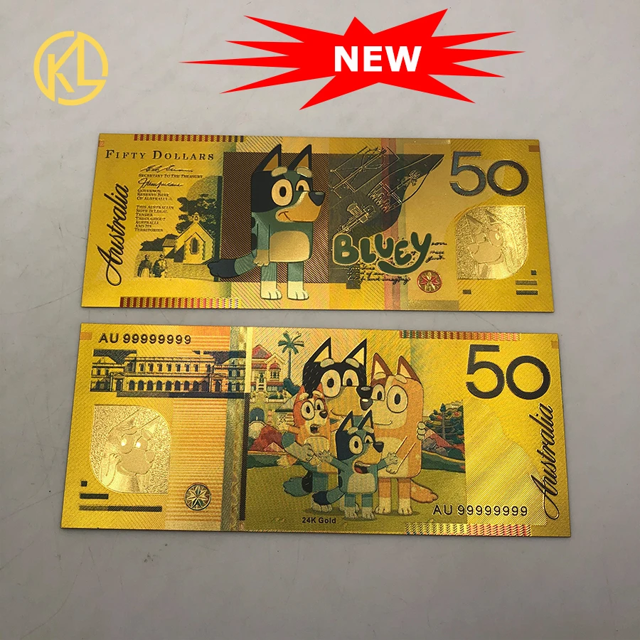 호주 만화 귀여운 강아지 금화 50달러 지폐 어린이 선물용 지폐 수집품