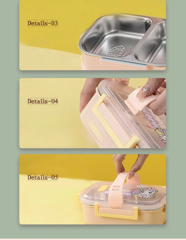Wholesale Food Container 304 Stainless Steel Lunch Box Portable Double-layer Thermal Bento  Microwave Heating Tiffin Box_25