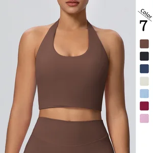 Women's Lightweight Breathable Compression Halter Neck Vest Moisture-Wicking Yoga & Running Tank Tops