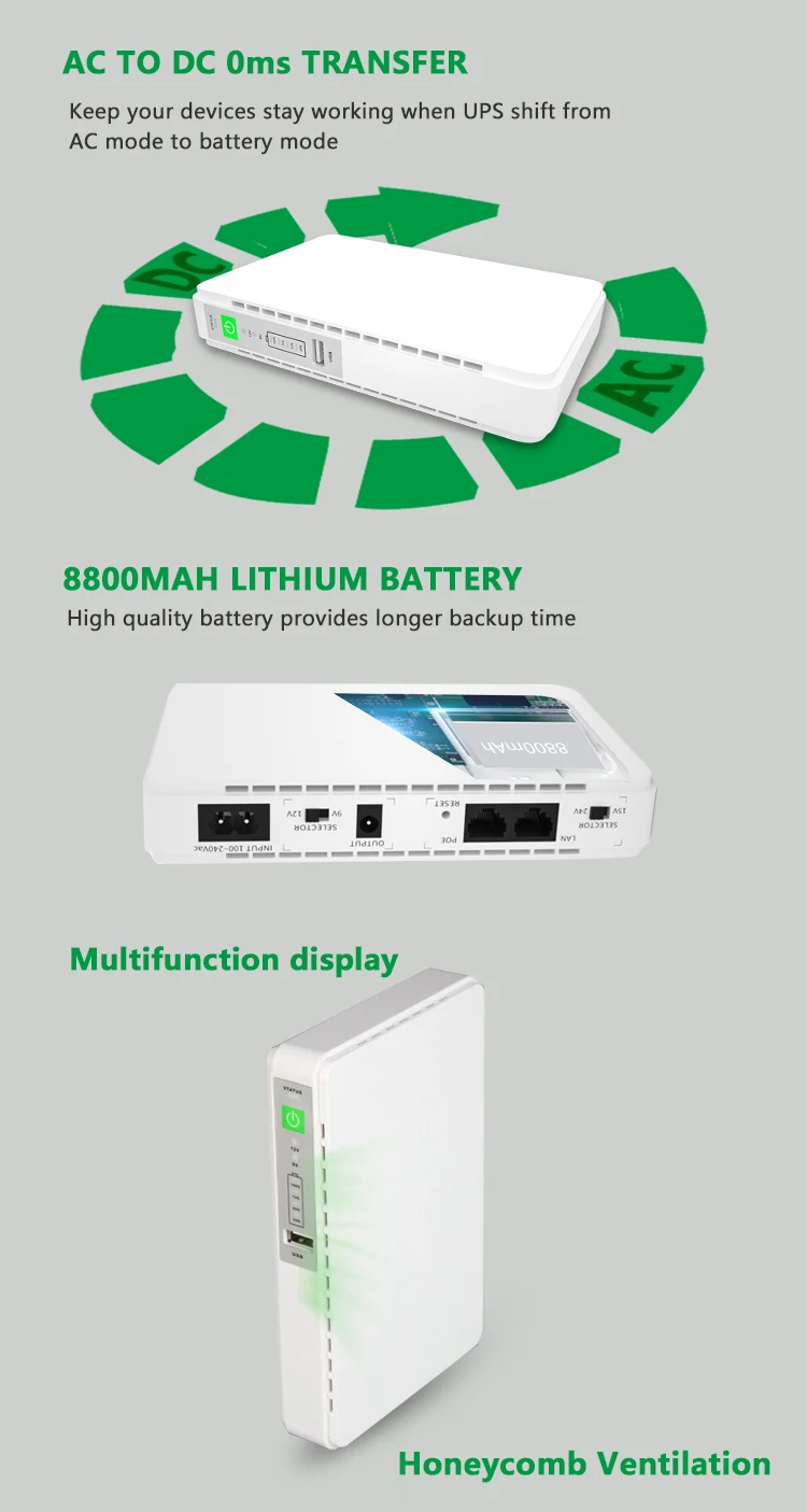 SKE UPS Manufacturer Custom DC Mini Wifi Router UPS 12v Lithium Battery