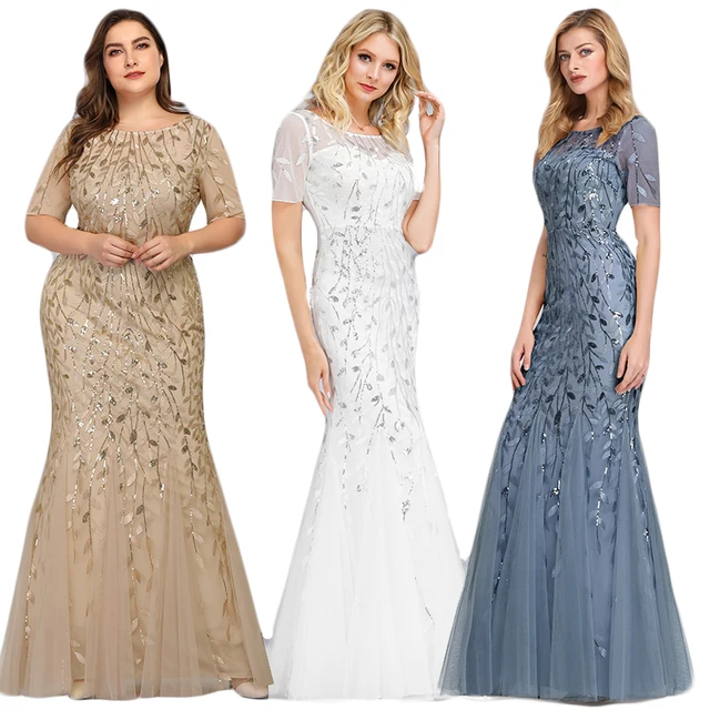 2023 Ladies Plus Size Gowns Prom Maxi Party Bridesmaid Dress Women Mother of The Bride Clothing Sequin Evening Dresses Elegant