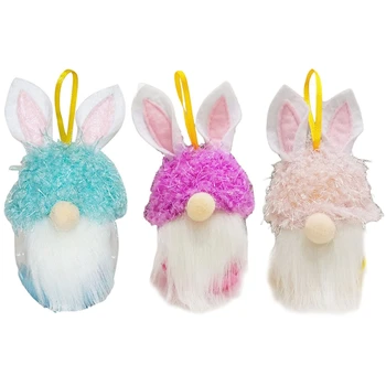 Happy Easter Decoration Hanging Candy Jars Plastic Easter Egg Gift Bottles with Bunny Ear Lid