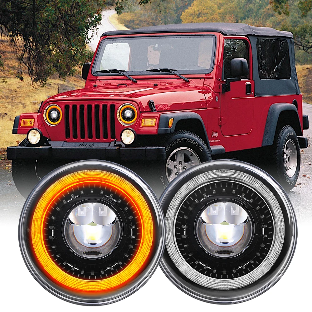 Oem 7 Inch Led Headlights Round 120w With Drl Turn Signals Dragon Eye Led  Faro For Jeep Wrangler Jk Tj Cj - Buy Led Headlights For Jeep,7 Inch Led  Headlights,Led Faro For