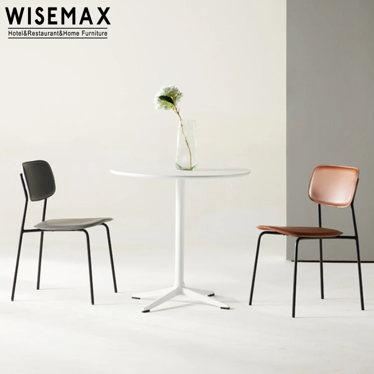 WISEMAX FURNITURE Contemporary New Design Metal Frame Classic Chair Indoor Restaurant Upholstery PU Leather Dining Chair