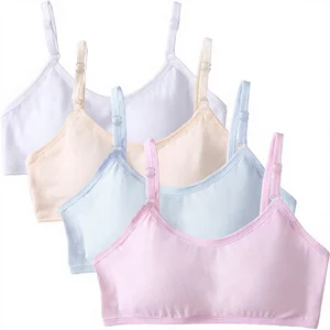 Bysion Teenager Girl's Solid Cotton Wire-Free Sports Bra Adjustable Straps Fixed Bust Pads Bralette T-shirt Underwear 18-Pack 4