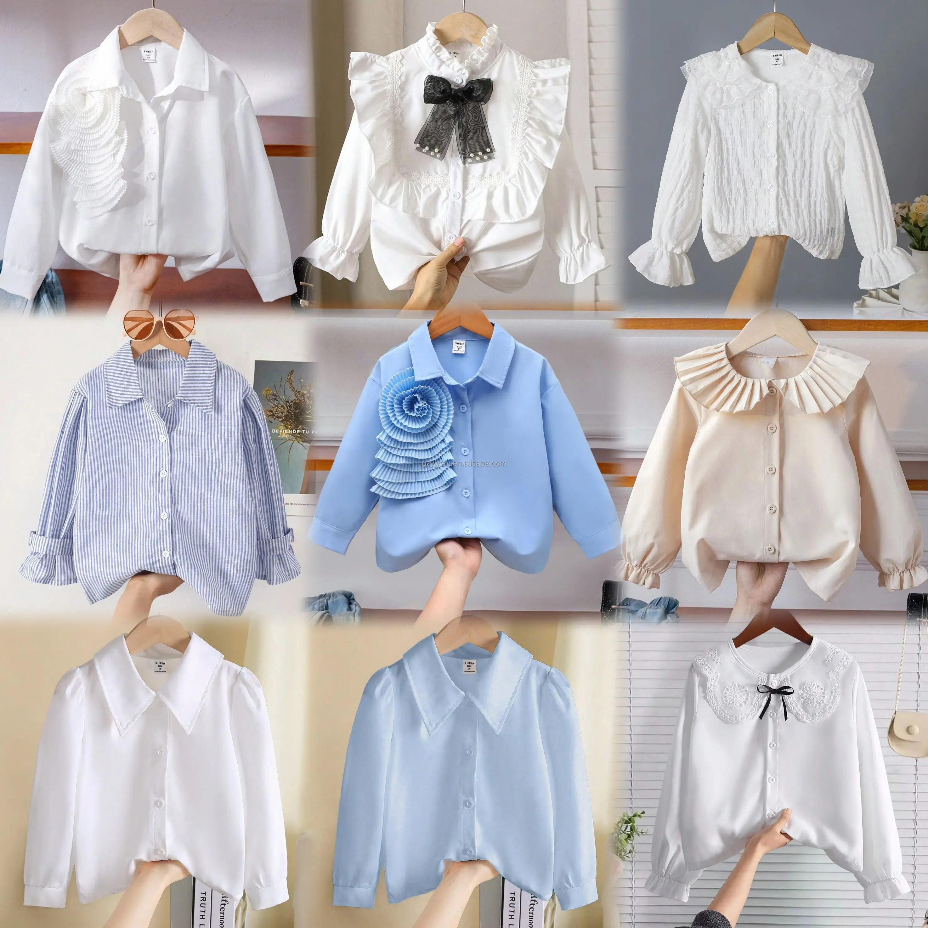 Fashion Hot Selling New Children Spring Summer Autumn Season Lace  Comfortable Fabric Girls Casual Long-sleeved Shirt Top