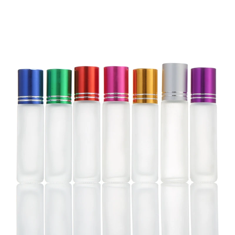 Hot Sale 5ml 10ml 15ml Essential Oil Roll on Glass Bottle with Aluminum Lid and Plastic Steel Roller