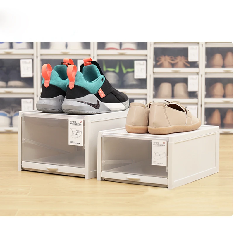 Push Drawer Type Shoe Box Transparent Clear Plastic Shoes Storage Container Durable Practical Organizer Shoes Drawers