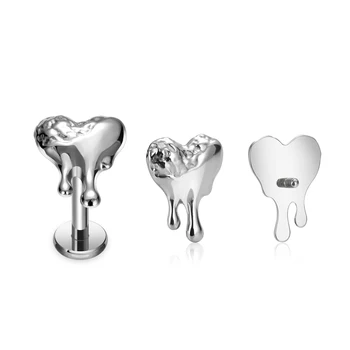 ASTM F136 Titanium heart Cartilage Earring Dainty Helix Tragus Labret Screwback Stud Piercing Body Jewelry