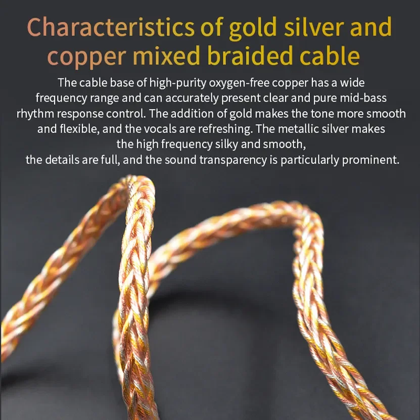 KZ 8 Core 784-Core Gold Silver and Copper Mixed Update Cable 90-7