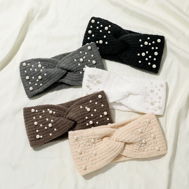 Knitted Handmade Fabric Wide Edge Headband Korean Winter Autumn Keep Warm Thick Headband Fashion Women Girls Hair Accessories