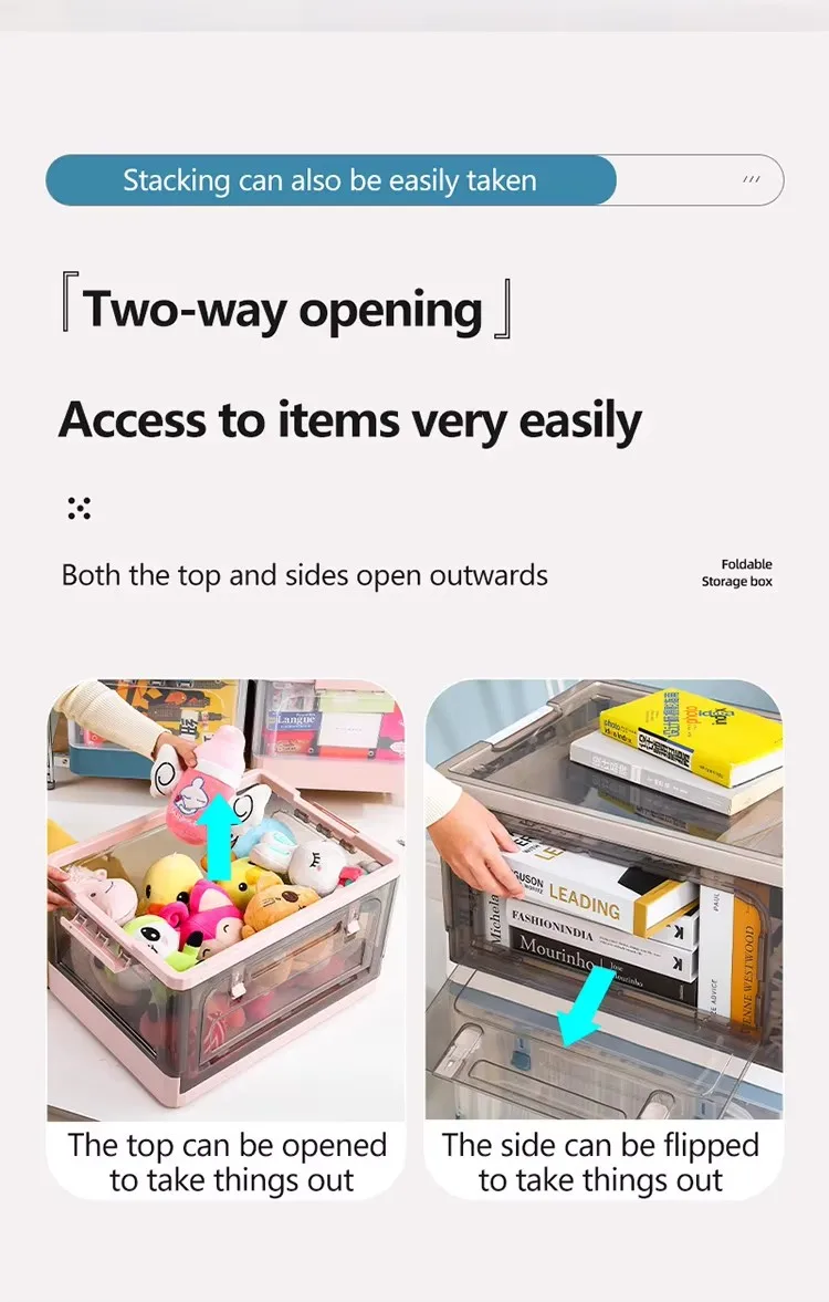 Multifunctional Transparent Double Open Plastic Storage Box Rectangular Detachable Collapsible Camping Folding Rectangle Box details