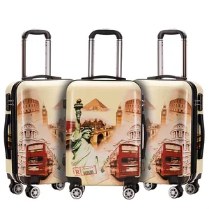 Direct Selling Deluxe Print Pattern PC Material Waterproof Luggage Cases 360 Degree Mute Wheel Trolley Case Boarding Suitcase