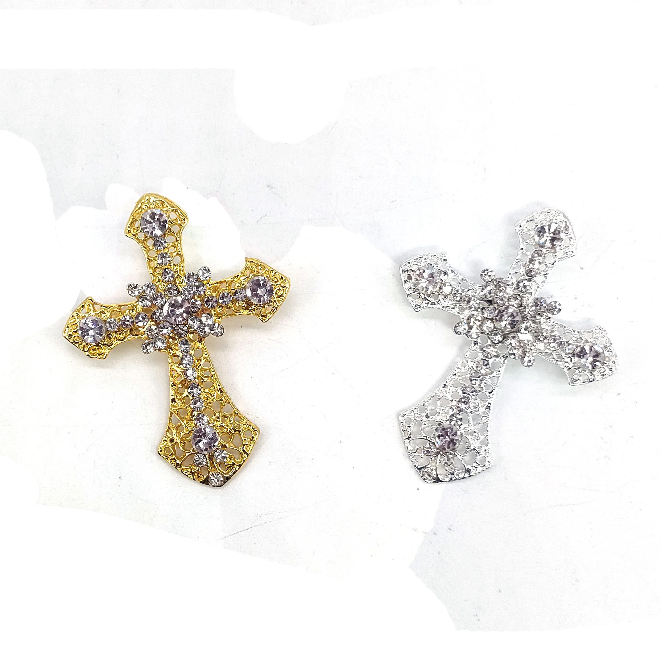 Rhinestone Cross Brooch Perfect for Easter and Weddings