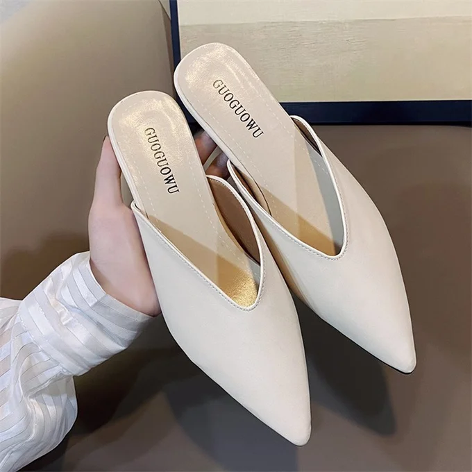 Simple Design Big Size Pointed Toe Sandals for Ladies 2022 Women Heels Mule
