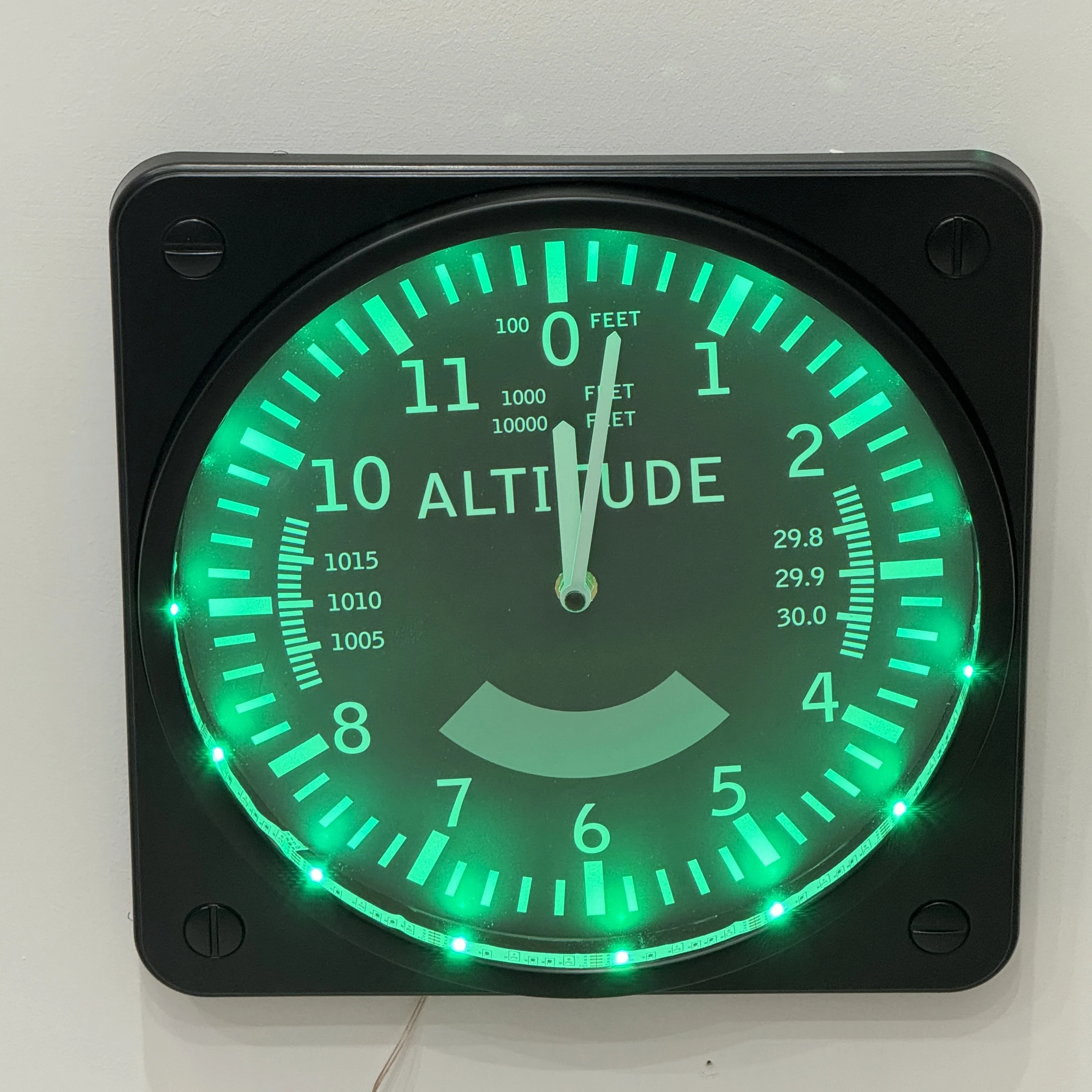 RGB Colorful LED Light Changing Wall Clock Altitude  Altimeter Air Speed Tracking Pilot Air Plane Altitude Measurement