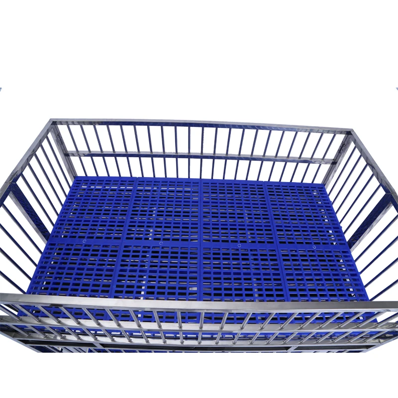 2-Door Stainless Steel Dog Crate with Plastic Tray Folding Pet Cage Featuring Solid Pattern