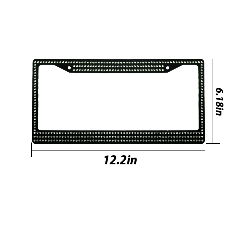Black Diamond Bling Glitter Crystal Rhinestone Metal USA Car License Plate Frame