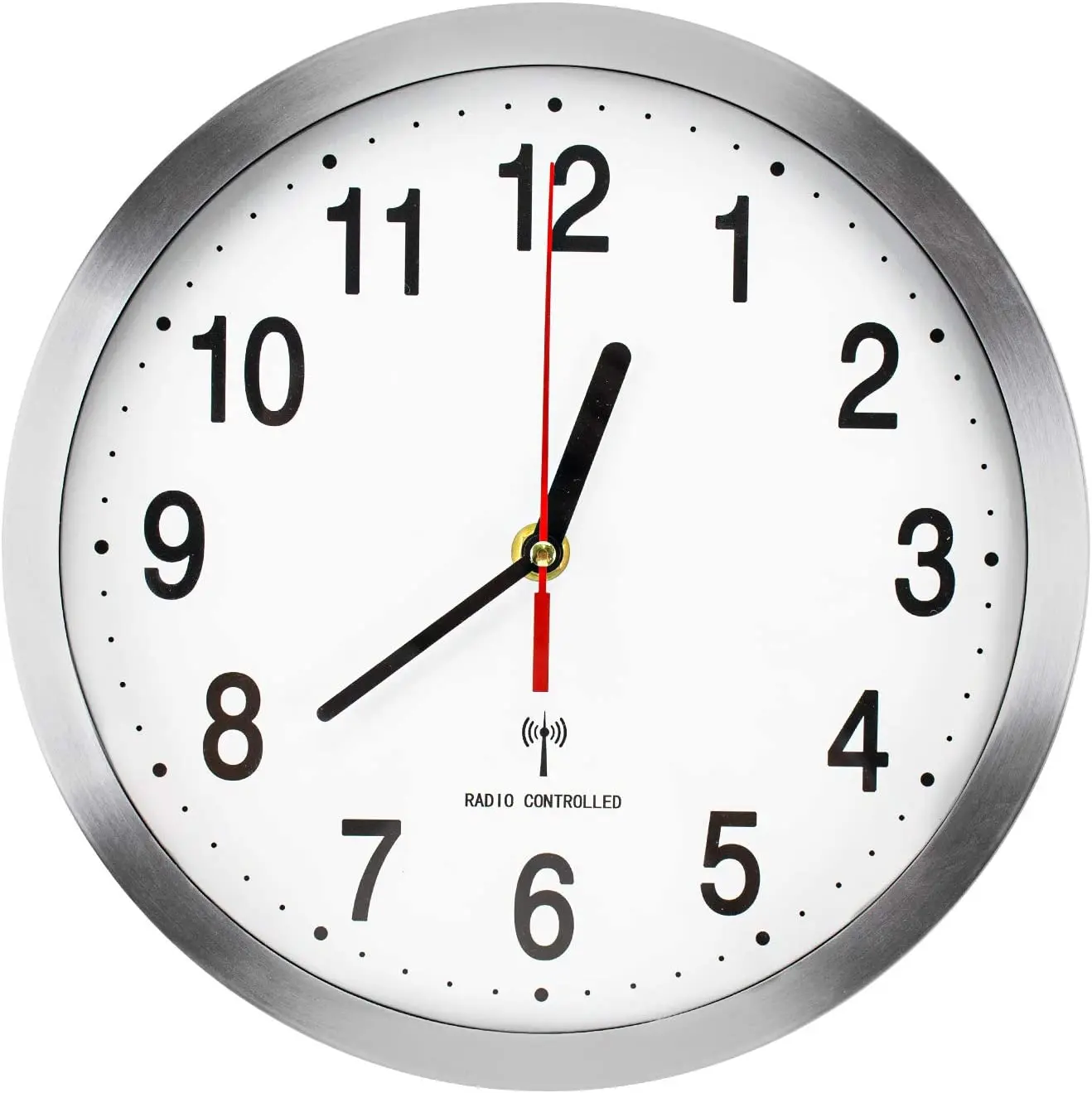 12 Inch Round Radio Controlled Clocks Aluminum Frame Ntp Luxury Modern Atomic Wall Clock For